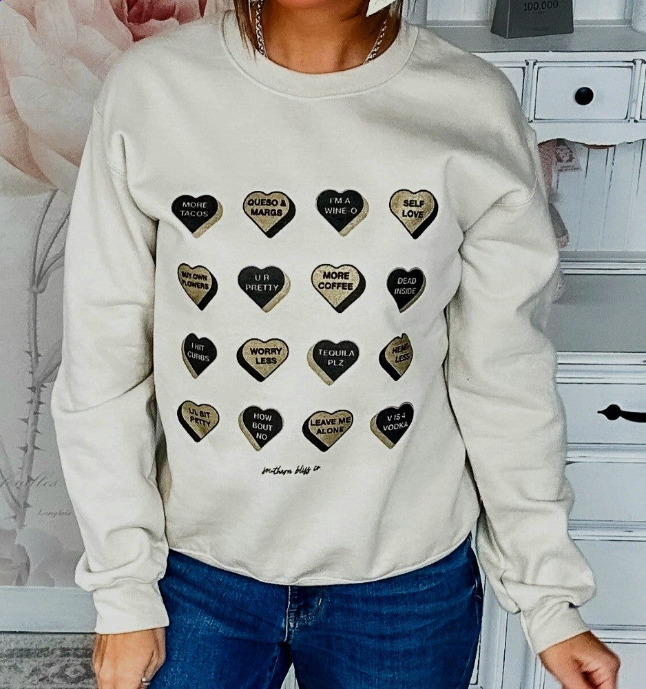 Glitter Candy Hearts Sweatshirt