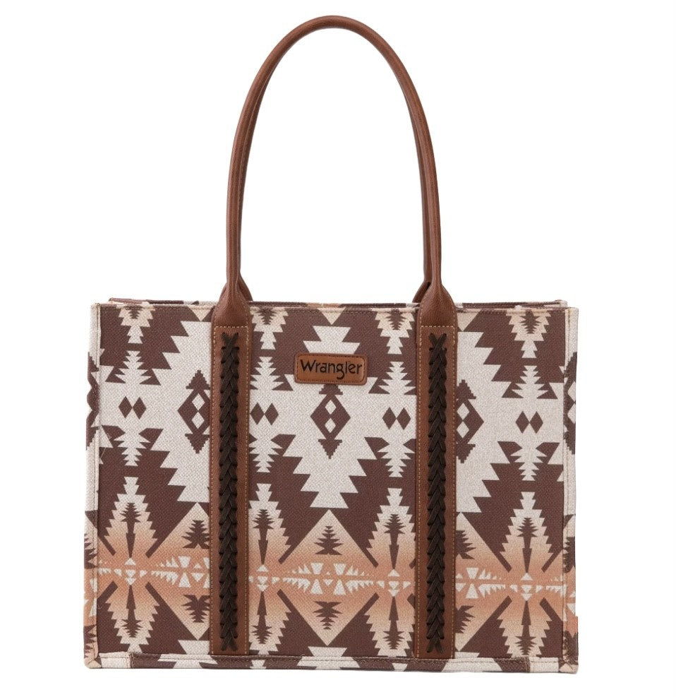 Wrangler Southwestern Dual Sided Light Coffee Brown Tote Bag
