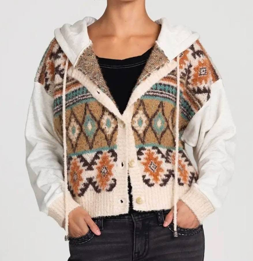 Miss Me Hooded Sweater Jacket