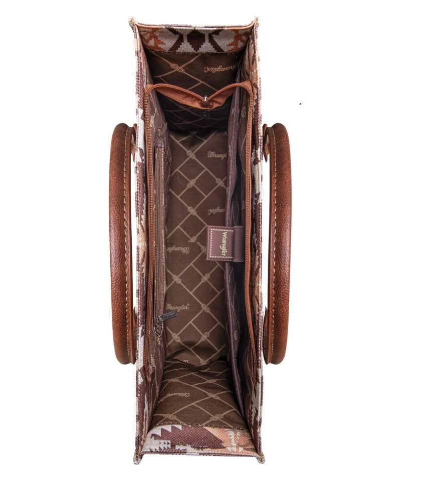Wrangler Southwestern Dual Sided Light Coffee Brown Tote Bag